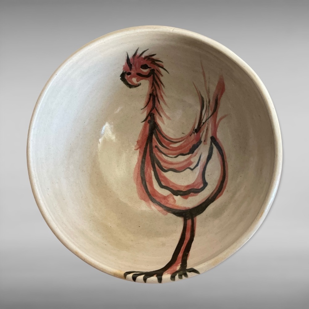 Soup Bowl Pottery By Ed Brownlee Chicken Cereal Bowl Stoneware Vintage